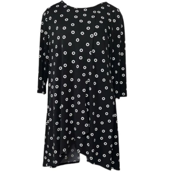 Chicos size black and white three quarter sleeve high low mini dress size small - Picture 1 of 8